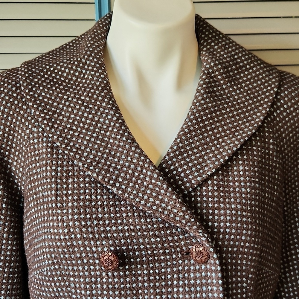Vintage Liz Claiborne Brown Textured Double-Breasted Blazer - Picture 3 of 15